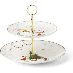 Lenox 897085 Merry Grinchmas Dinnerware 2-Tiered Server, Christmas & Holiday Hosting