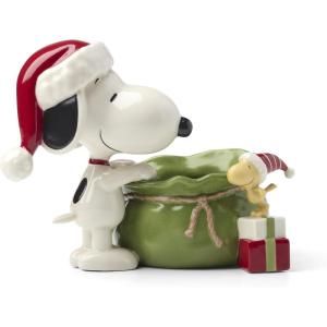 Lenox 897751 Snoopy Christmas Santa Sack Candy Bowl, Christmas Dishes, Festive Holiday Serveware