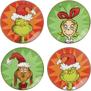 Lenox 898093 Merry Grinchmas Tidbit Plates, Service For 4, Assorted, Christmas Dishes, Dinnerware Set, Holiday