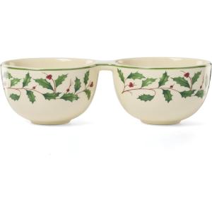 Lenox 898270 Holiday Double Dip Bowl, Christmas Dishes, Festive Serveware