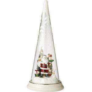 Lenox Figurine, Merry & Magical Light-Up Santa with Gifts Figurine, Porcelain, Encased in Glass, Christmas Decorations, Christmas Decor Indoor (1-Piece, 11.5-Inch Height) 3 AA Batteries Not Included