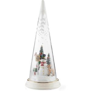 Lenox Figurine, Merry & Magical Light-Up Snowman Figurine, Porcelain, Encased in Glass, Christmas Decorations, Christmas Decor Indoor, Desk Decor (1-Piece 11.5-Inch Height) 3 AA Batteries Not Included
