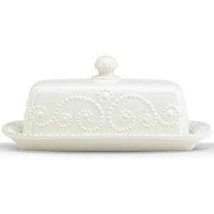 Lenox French Perle Covered Butter Dish, White –