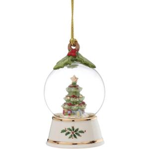 Lenox Ornament, Tree in Snow Globe Ornament, Made from Porcelain, 24K Gold Accents, Includes Gold Cord for Tree Decoration, Christmas Decorations, Christmas Ornaments, Indoor Winter Decor (1 Piece)