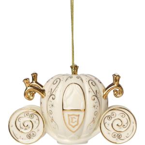 Lenox Ornaments, Porcelain Cinderellas Coach Ornament, Made from Porcelain with Gold Accents, Gold Cord for Christmas Tree Decoration, Christmas Decorations, Holiday Ornaments, Winter Decor (1 Piece)