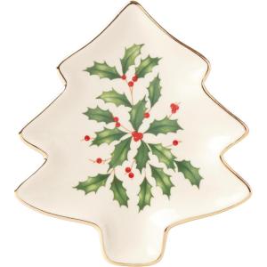Lenox Serveware, Hosting The Holidays Tree Plate, Festive Porcelain Dinnerware, Service for 1, Pasta, Salad and Dinner, Dishwasher Safe, Christmas Decorations (MultiColor, 5.75 inch Length, 1 Piece)