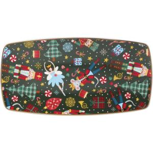 Lenox Serveware, Nutcracker Ballet Hors Doeuvres Tray, Food Tray, 13 x 6.75-Inch, Microwave Safe & Dishwasher Safe Porcelain, Christmas Serving Platter Tray, Christmas Table Centerpieces (1 Piece)