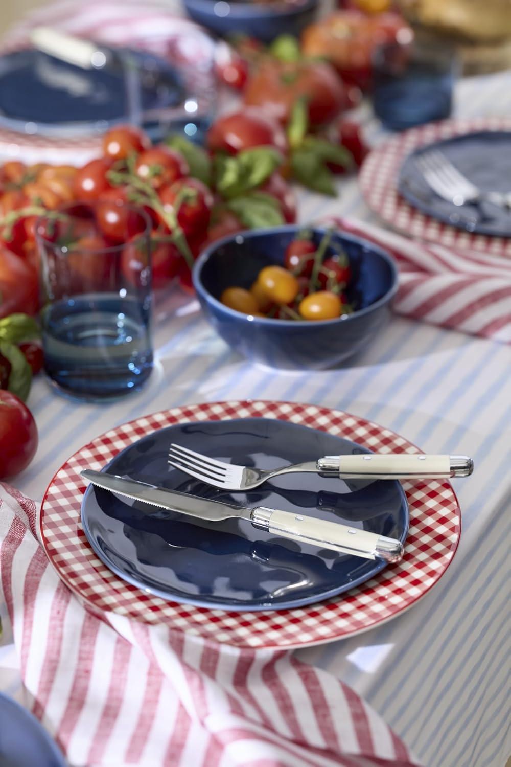 imageCambridge Silverware Set Jubilee Red 16Piece Flatware Set Red Thick Handles Service For 4 Stainless Steel Dishwasher Safe Knives Spoons Forks Home amp Kitchen Utensils Set RedSilver 16 PieceWhite