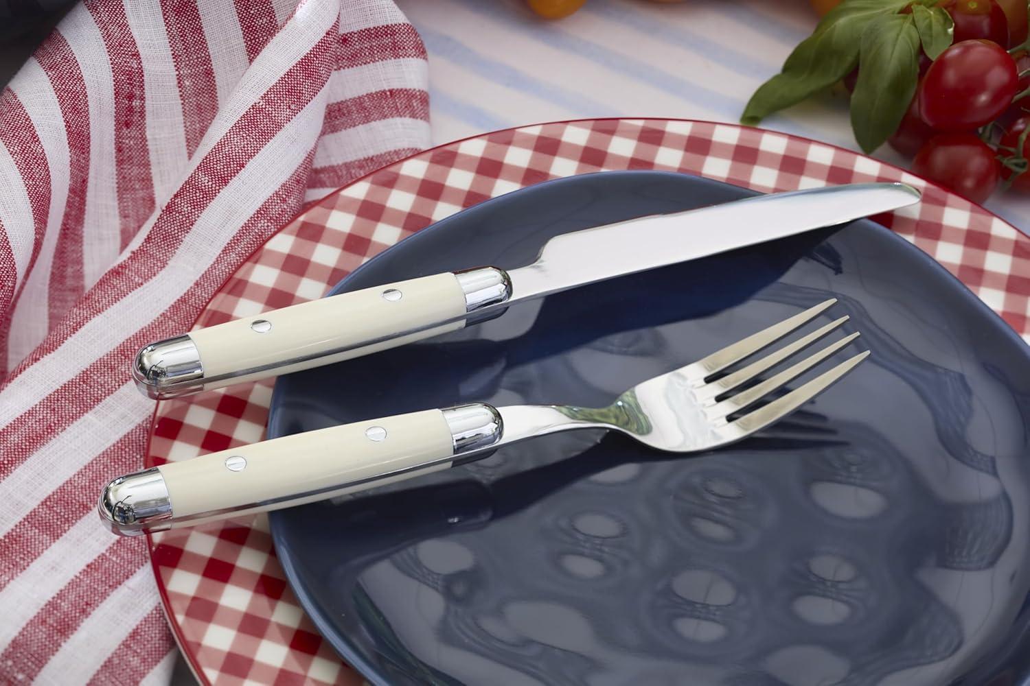 imageCambridge Silverware Set Jubilee Red 16Piece Flatware Set Red Thick Handles Service For 4 Stainless Steel Dishwasher Safe Knives Spoons Forks Home amp Kitchen Utensils Set RedSilver 16 PieceWhite