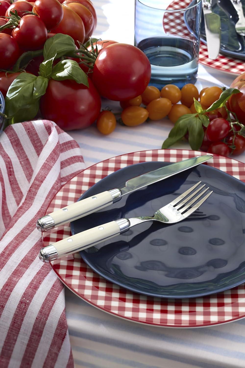 imageCambridge Silverware Set Jubilee Red 16Piece Flatware Set Red Thick Handles Service For 4 Stainless Steel Dishwasher Safe Knives Spoons Forks Home amp Kitchen Utensils Set RedSilver 16 PieceWhite