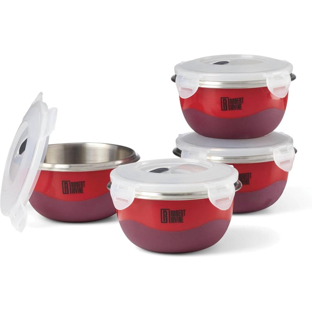imageCambridge ERIMWP4MTRI1R Robert Irvine Prep Bowls Set of 4 RedRed