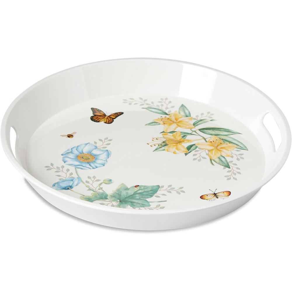 imageLenox 865999 Butterfly Meadow Melamine Round Tray Lightweight Melamine Material
