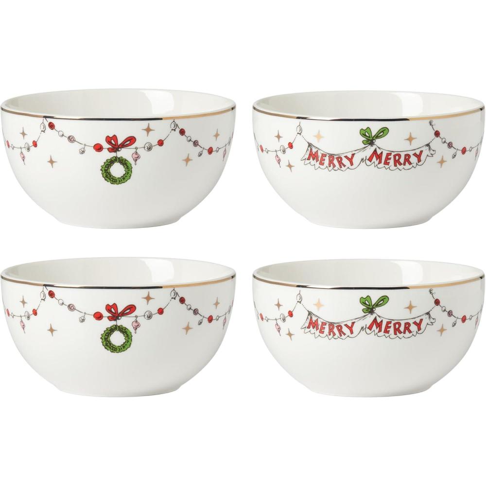imageLenox 894167 Merry Grinchmas 4Piece AllPurpose Bowl Set Christmas Dinnerware
