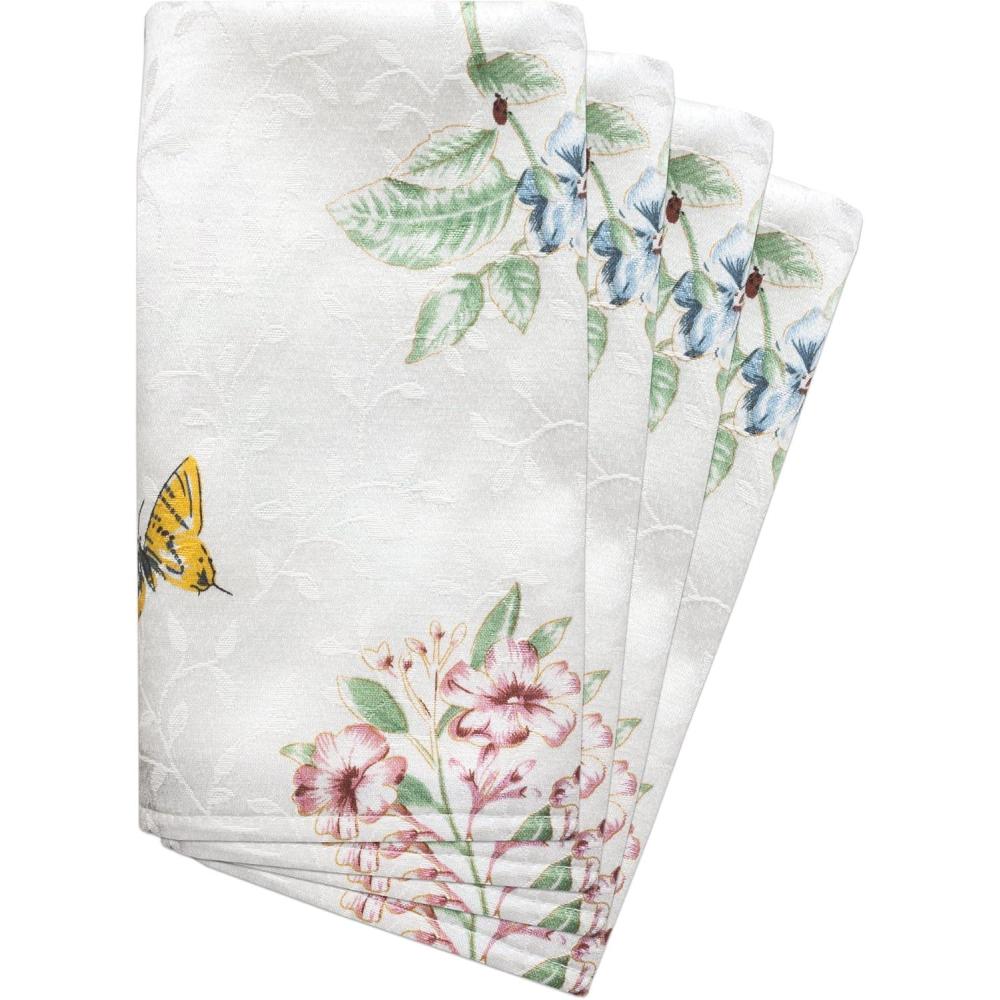 imageLenox Butterfly Meadow Cloth Napkins Reusable Dinner Napkins Machine Washable Set of 4 Floral