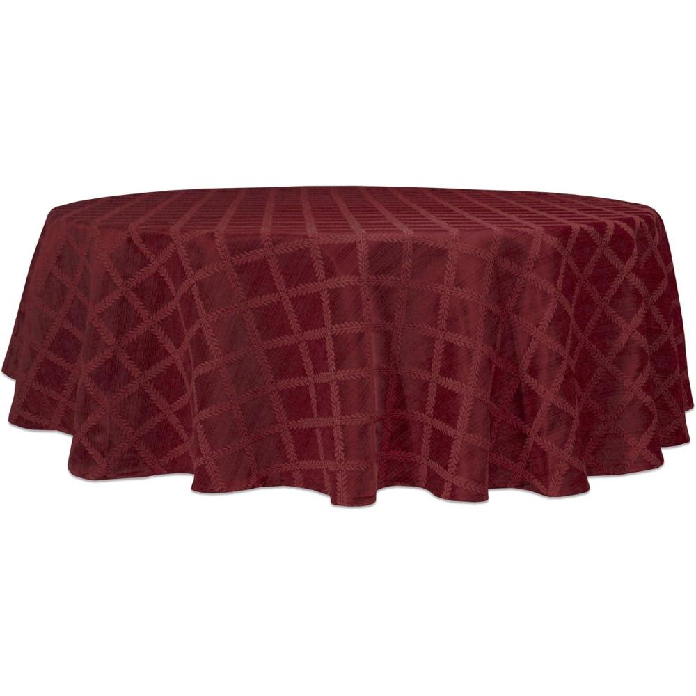imageLenox Laurel Leaf 90 Round Tablecloth IvoryCranberry