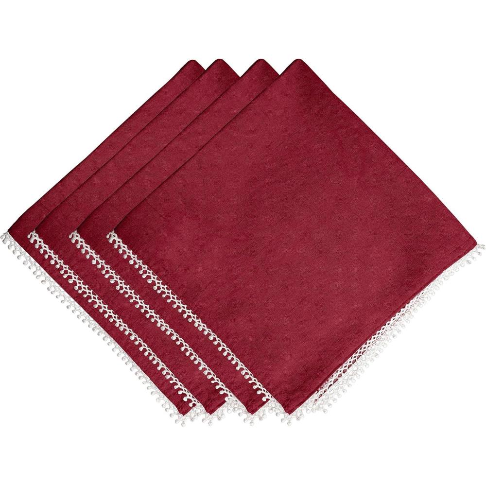 imageLinen Lenox French Perle Cloth Napkins Reusable Dinner Napkins Machine Washable Set of 4 Natural VioletCranberry