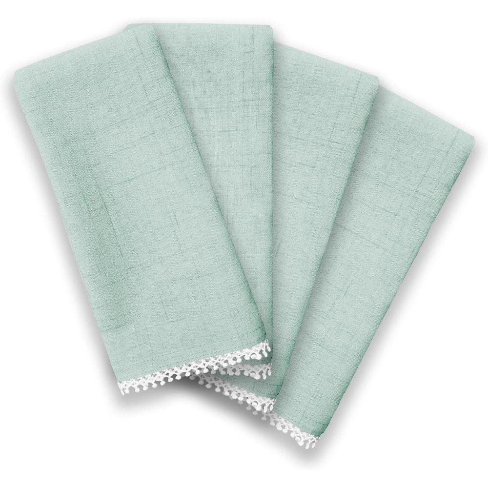imageLinen Lenox French Perle Cloth Napkins  Reusable Dinner Napkins  Machine Washable  Set of 4  Natural VioletIce Blue