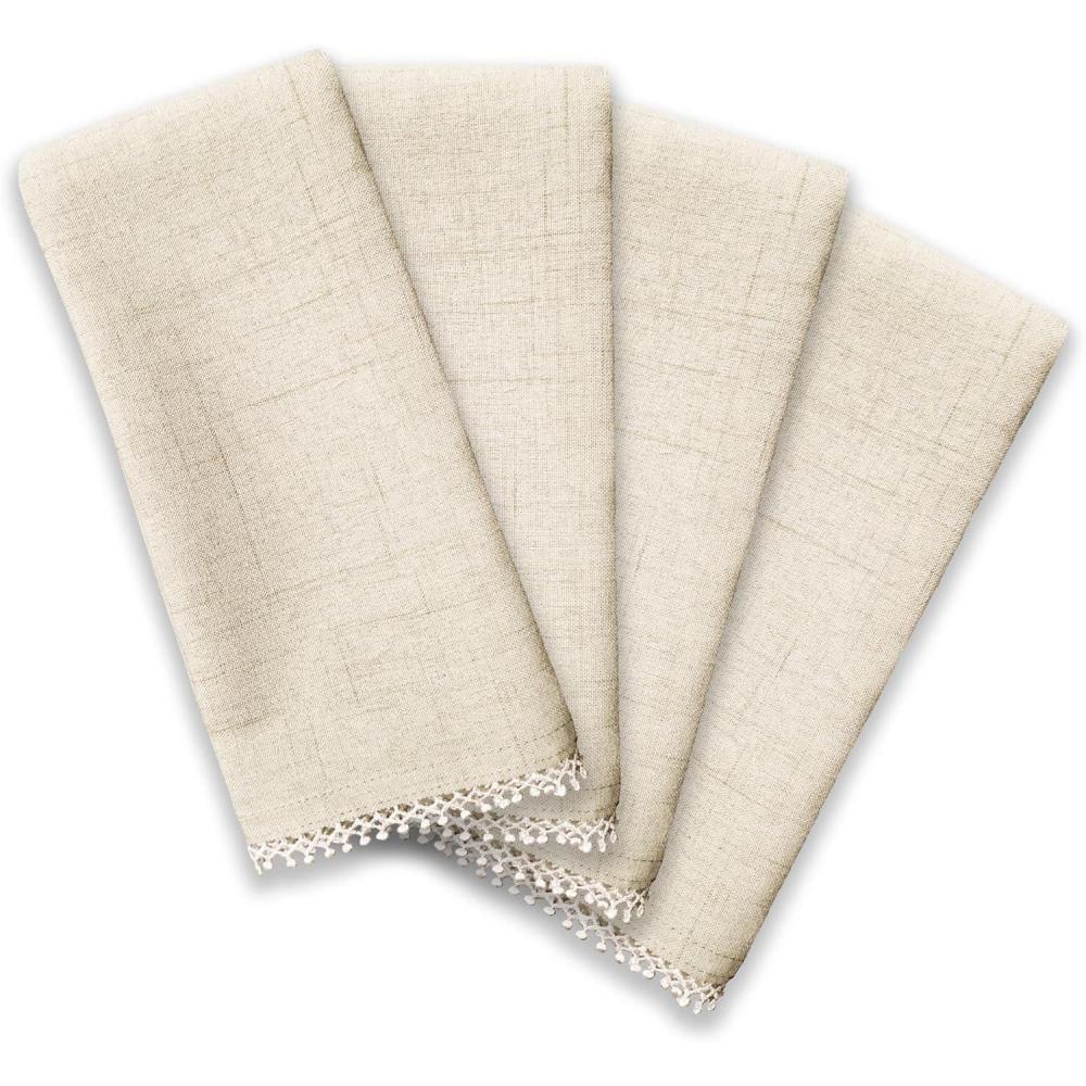 imageLinen Lenox French Perle Cloth Napkins Reusable Dinner Napkins Machine Washable Set of 4 Natural VioletNatural