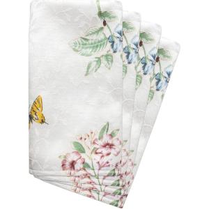 Lenox Butterfly Meadow Cloth Napkins – Reusable Dinner Napkins – Machine Washable – Set of 4 – Floral