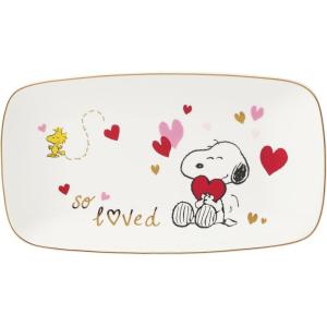 Lenox Home and Kitchen, Peanuts Snoopy Valentines Hors D’Oeuvres Tray, Porcelain Material, Serving Tray, Dishwasher and Microwave Safe, Valentines Day (White, 1 Piece, 13.75 Inch L X 7.7 Inch W)
