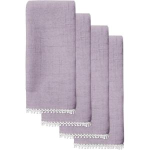 Linen Lenox French Perle Cloth Napkins – Reusable Dinner Napkins – Machine Washable – Set of 4 – Natural Violet(Natural Violet)