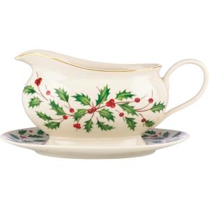Lenox 843318 Holiday Gravy Boat and Stand, Christmas Hosting