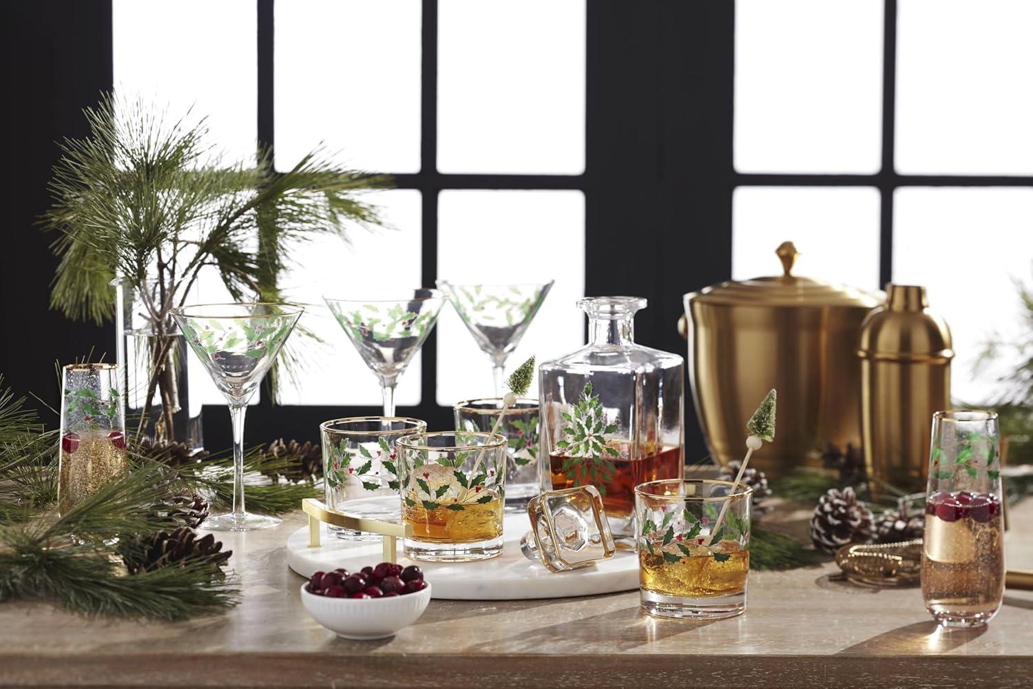 imageLenox 896709 Holiday 5Piece Decanter amp Whiskey Glass Set Christmas Dinnerware Hosting