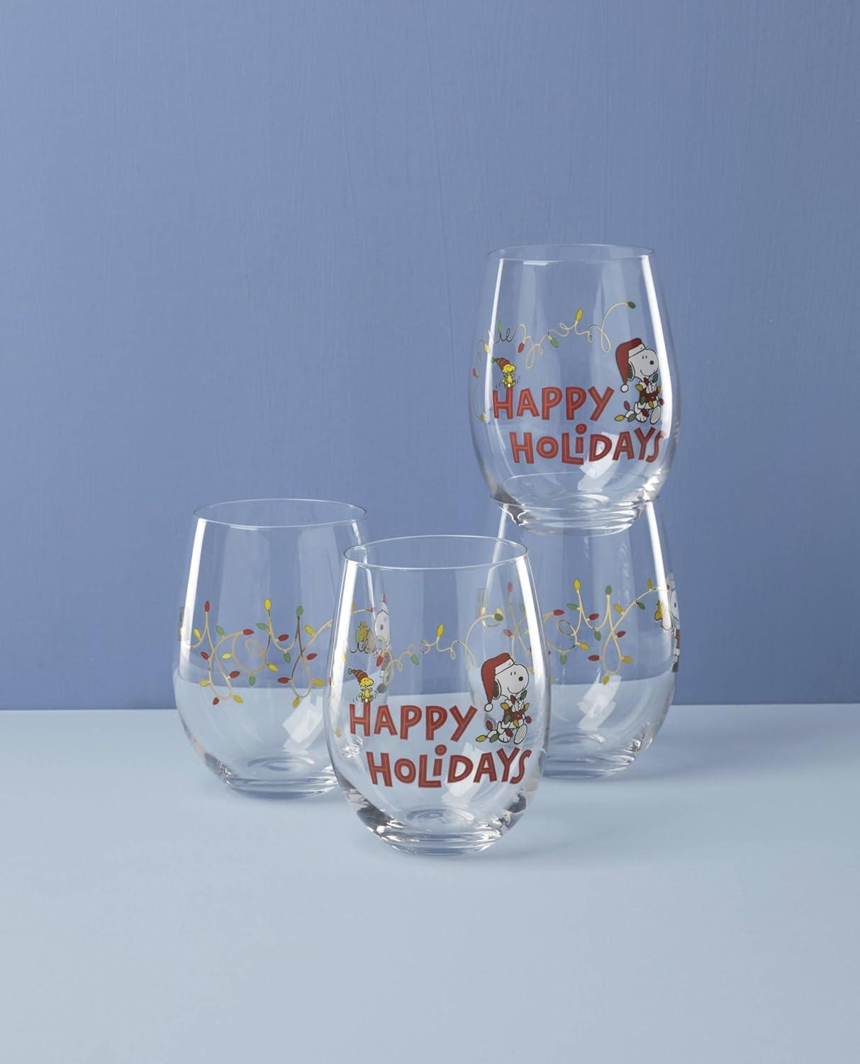 imageLenox 896894 Snoopy Christmas Glass Tumblers Set of 4 Assorted