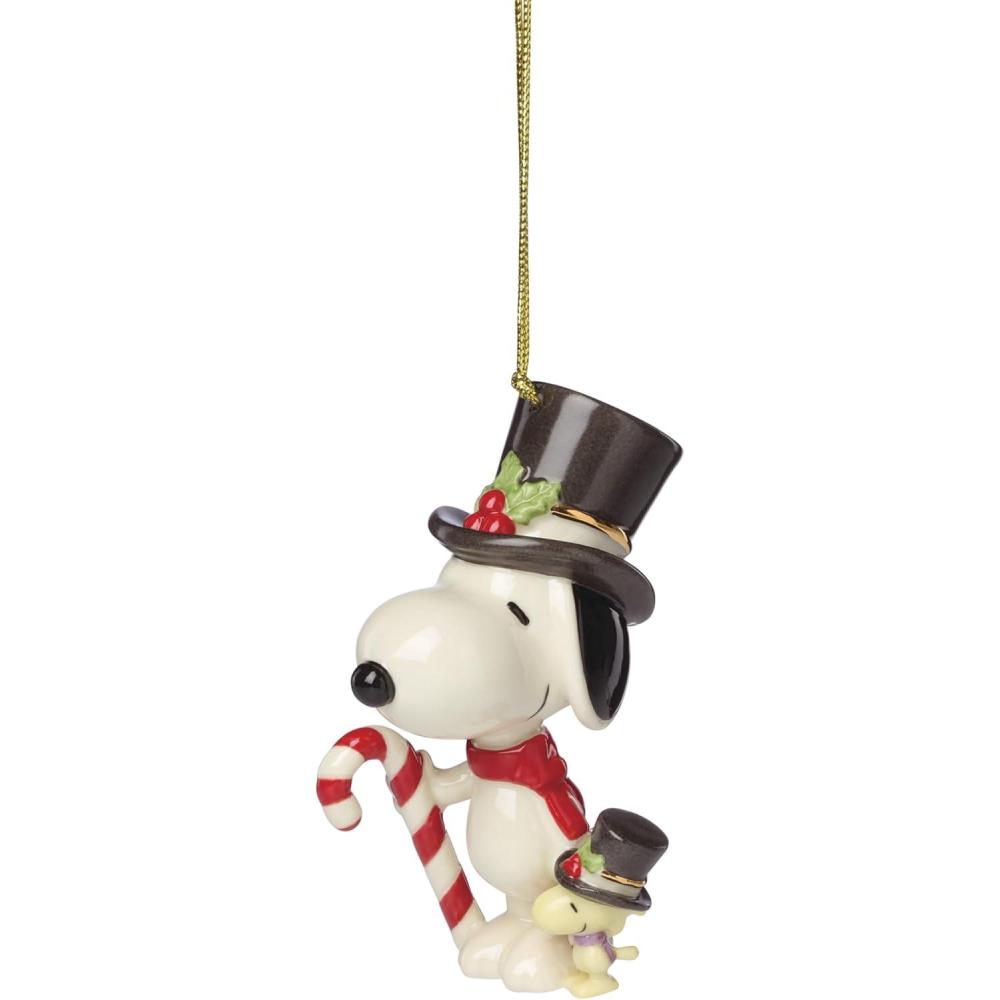 imageLenox Ornaments Snoopy amp Woodstock with Candy Cane Ornament Porcelain Material Gold Cord for Tree Decoration Christmas Decorations Christmas Ornaments Snoopy Design Winter Decor 1 Piece
