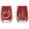 Lenox 896895 Merry Grinchmas Glass Tumblers, Set of 4, Assorted, Christmas Drinkware, Holiday Hosting