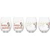 Lenox 896894 Snoopy Christmas Glass Tumblers, Set of 4, Assorted
