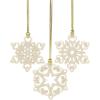 Lenox Ornament, Mini Snowflake 3-Piece Tree Ornament Set, Set Of 3, Porcelain Material, Gold Hanging Cord, Tree Decoration, Christmas Decorations, Christmas Ornaments, Snowflake Design (3 Pieces)
