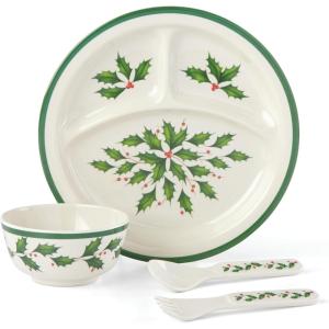 Lenox 885787 Holiday-Children’s 4-Piece Dinner-Set, Christmas Dinnerware, Hosting