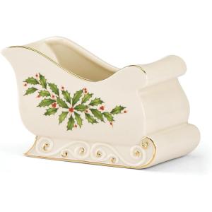 Lenox 886160 Holiday Sleigh Candy Dish, 7.25′ L x 4′ W, 4.25′ H, Christmas Hosting