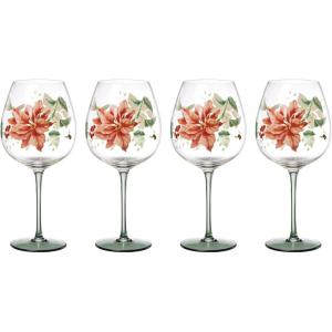 Lenox Glassware, Butterfly Meadow Balloon Wine Glasses, Set of 4, 26-Ounce Capacity, Made From Glass, Dishwasher Safe, Drinking Glasses Set, Cocktail Glass, Home and Kitchen (Clear, 4 Pieces)