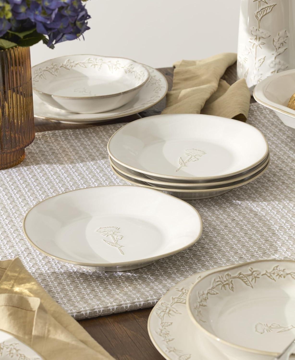imageLenox Dinnerware Set Homespun 12Piece Set Service For 4 Stoneware Material Dishwasher amp Microwave Safe Home And Kitchen Dishes Kitchen And Dining Plates And Bowls Sets White 12 Pieces