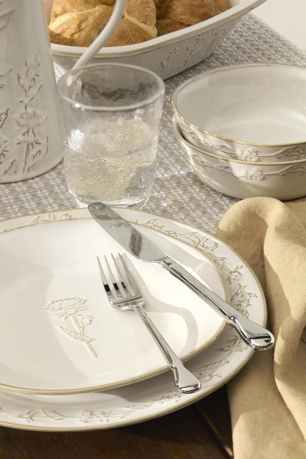 imageLenox Dinnerware Set Homespun 12Piece Set Service For 4 Stoneware Material Dishwasher amp Microwave Safe Home And Kitchen Dishes Kitchen And Dining Plates And Bowls Sets White 12 Pieces