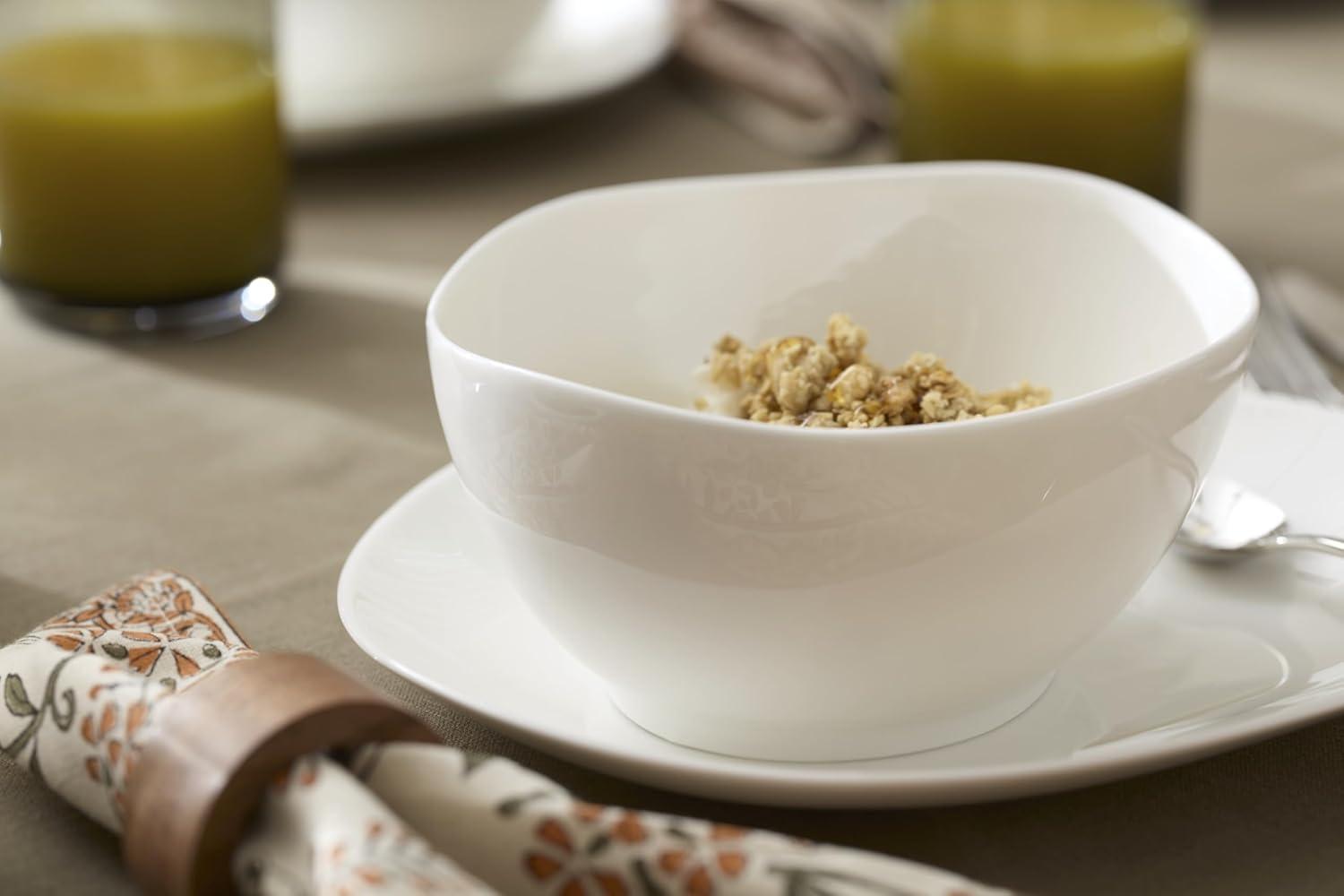 imageLenox Dinnerware Set Studio 1414 Curve 12Piece Set Service For 4 Bone China Material Dishwasher amp Microwave Safe Home And Kitchen Kitchen And Dining Plates And Bowls Sets White 12 Pieces