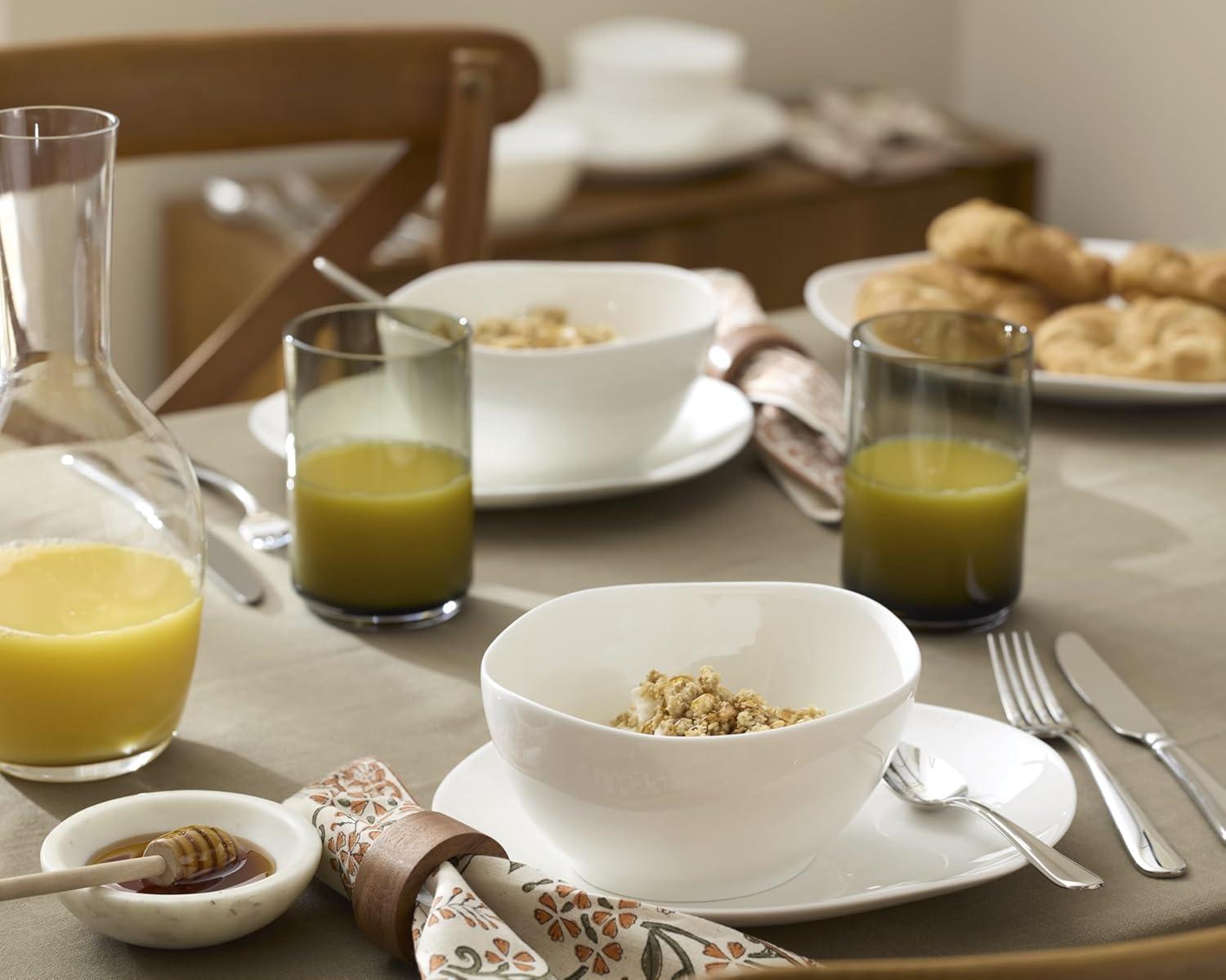 imageLenox Dinnerware Set Studio 1414 Curve 12Piece Set Service For 4 Bone China Material Dishwasher amp Microwave Safe Home And Kitchen Kitchen And Dining Plates And Bowls Sets White 12 Pieces