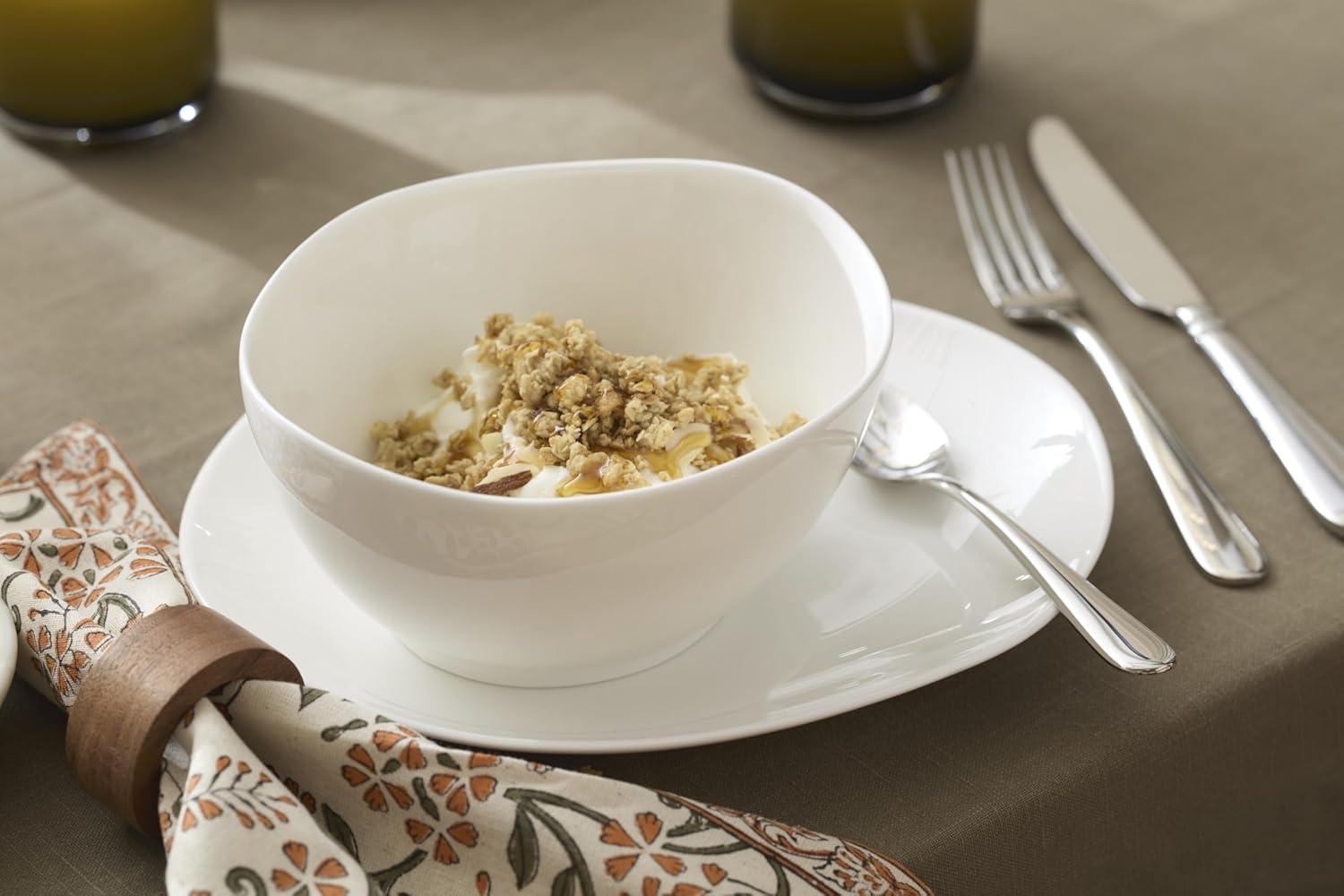 imageLenox Dinnerware Set Studio 1414 Curve 12Piece Set Service For 4 Bone China Material Dishwasher amp Microwave Safe Home And Kitchen Kitchen And Dining Plates And Bowls Sets White 12 Pieces