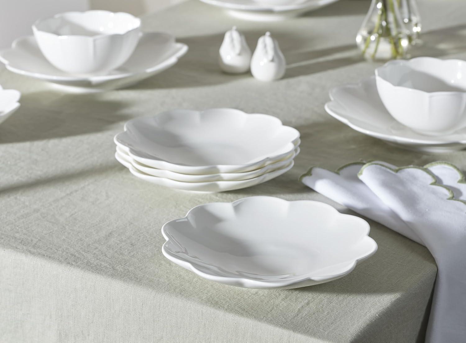 imageLenox Dinnerware Set Studio 1414 Scallop 12Piece Set Service For 4 Bone China Material Dishwasher amp Microwave Safe Home And Kitchen Kitchen And Dining Plates And Bowls Sets White 12 Pieces