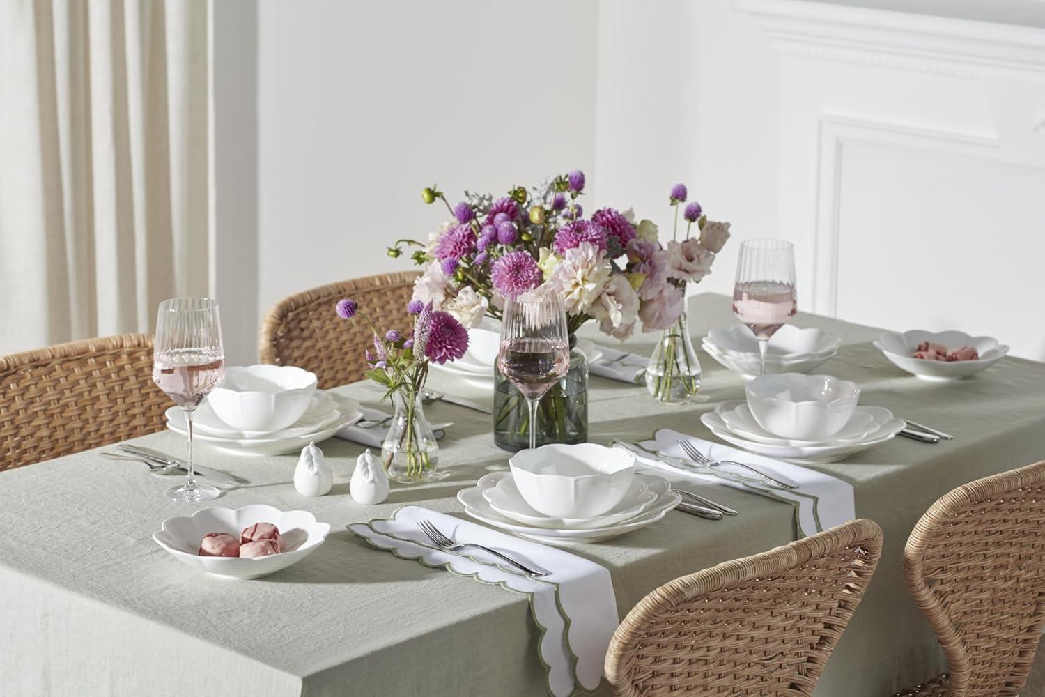 imageLenox Dinnerware Set Studio 1414 Scallop 16Piece Set Service For 4 Bone China Material Dishwasher amp Microwave Safe Home And Kitchen Kitchen And Dining Plates And Bowls Sets White 16 Pieces