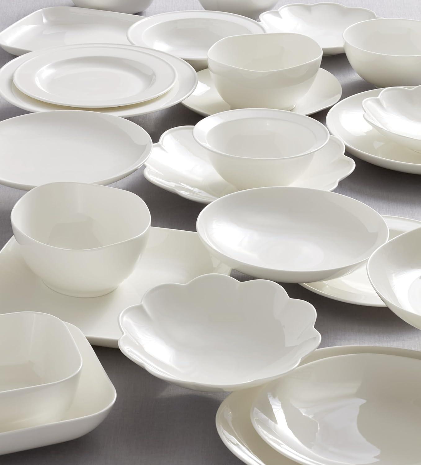 imageLenox Dinnerware Set Studio 1414 Square 16Piece Set Service For 4 Bone China Material Dishwasher amp Microwave Safe Home And Kitchen Kitchen And Dining Plates And Bowls Sets White 16 Pieces