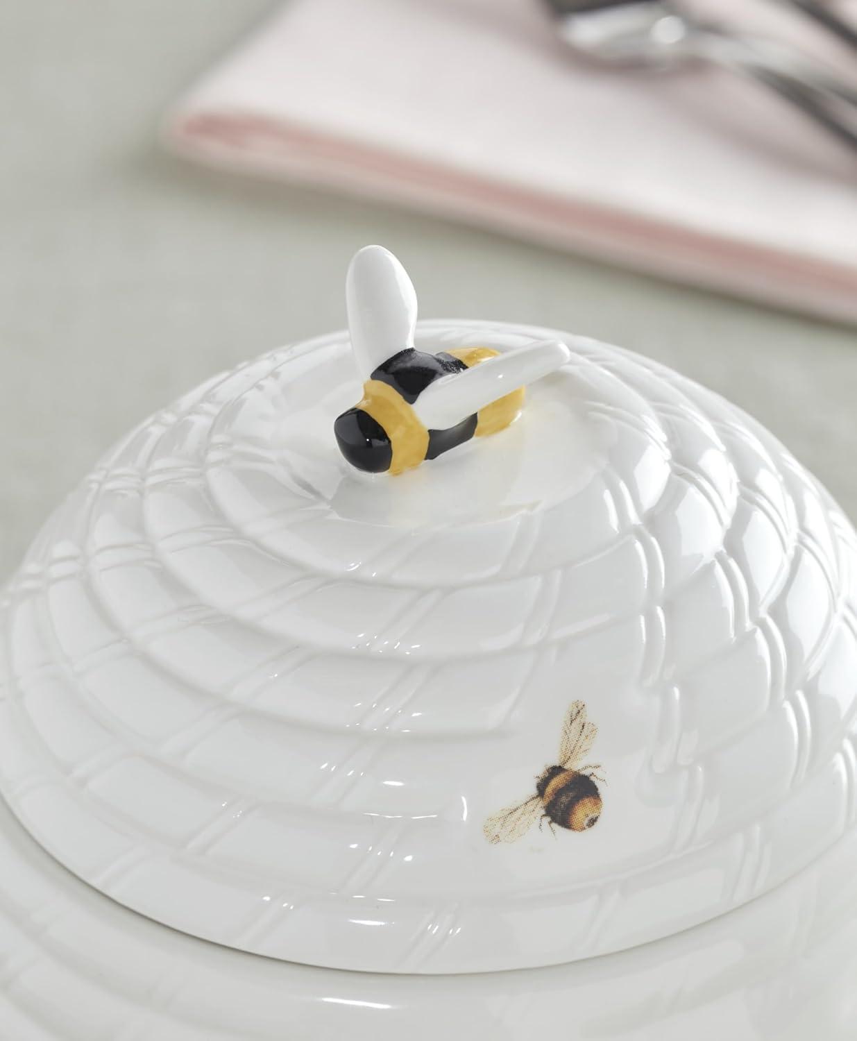 imageLenox Home And Kitchen Butterfly Meadow Beehive Candy Jar Porcelain Material Candy Bowl Dishwasher Safe Kitchen And Dining Butterfly And Flowers Pantry Storage Table Decor White 1 Piece