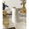 Lenox Home And Kitchen, Homespun Pitcher, Stoneware Material, Water Jug, Dishwasher Safe, Water Pitcher, Table Decor, Home Decor, Decorative Pitchers, Thistle Design(White, 1 Piece, 82 Ounce Capacity)