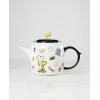 Lenox Teapot, Chef Snoopy Teapot, Made Of Ceramic Porcelain, Dishwasher Safe, Tea Kettle, Tea Pot, Home And Kitchen, Stovetop Kettle, Chef Snoopy Design (Multi-Colored, 1 Piece, 40 Ounce Capacity)