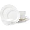 Lenox Dinnerware Set, Studio 1414 Rimmed 12-Piece Set, Service For 4, Bone China Material, Dishwasher & Microwave Safe, Home And Kitchen, Kitchen And Dining, Plates And Bowls Sets (White, 12 Pieces)