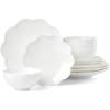 Lenox Dinnerware Set, Studio 1414 Scallop 12-Piece Set, Service For 4, Bone China Material, Dishwasher & Microwave Safe, Home And Kitchen, Kitchen And Dining, Plates And Bowls Sets (White, 12 Pieces)