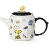 Lenox Teapot, Chef Snoopy Teapot, Made Of Ceramic Porcelain, Dishwasher Safe, Tea Kettle, Tea Pot, Home And Kitchen, Stovetop Kettle, Chef Snoopy Design (Multi-Colored, 1 Piece, 40 Ounce Capacity)