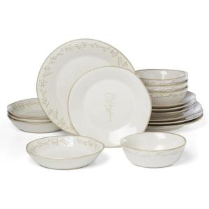 Lenox Dinnerware Set, Homespun 16-Piece Set, Service For 4, Stoneware Material, Dishwasher & Microwave Safe, Home And Kitchen, Dishes, Kitchen And Dining, Plates And Bowls Sets (White, 16 Pieces)